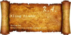 Kling Aladár névjegykártya